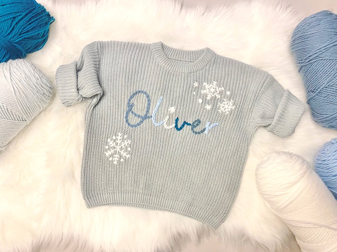 Baby Snowflake Personalized Custom Hand Embroidered Sweater