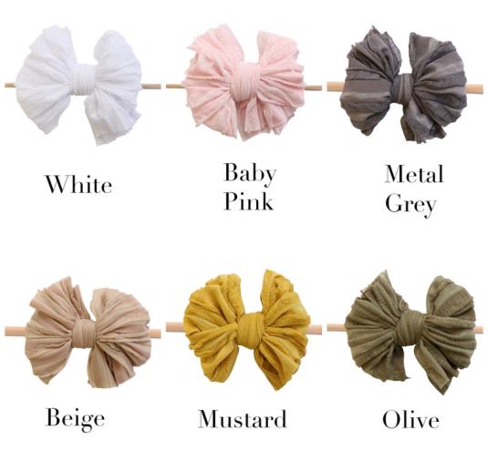 Choose Color - Oversized Ruffle Bow Skinny Nylon Headband