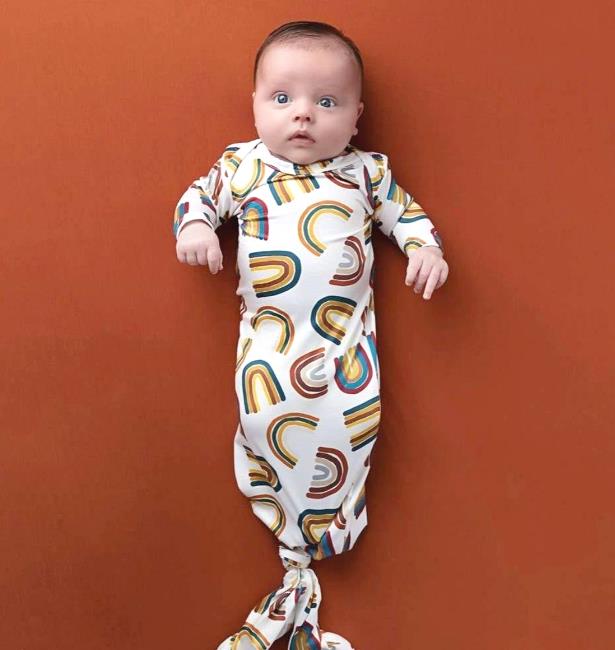 Rainbow Baby Boys Tie Bottom Knotted Gown