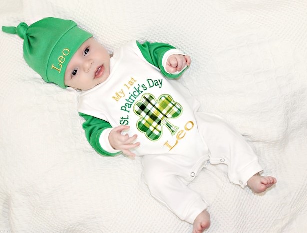 Boys My 1st St. Patrick's Day Personalized Romper Outfit