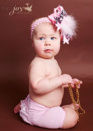 Glamour Pink Cheetah Feather Baby Headband