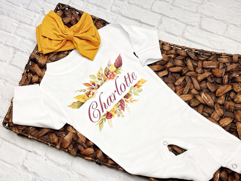 Baby Girls Leaves of Fall Personalized Outfit