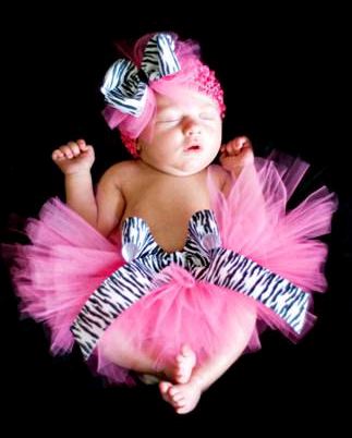 Zebra Rocks Little Girls Hot Pink Tutu Headband Set